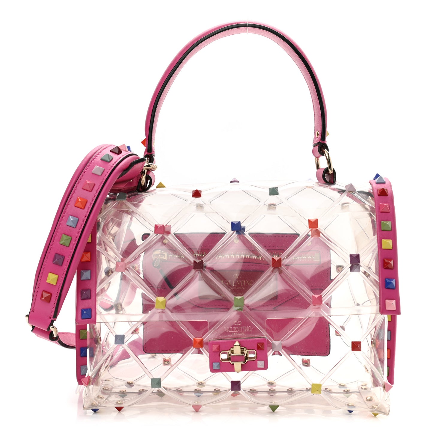 PVC Medium Candystud Top Handle Bag Multicolor