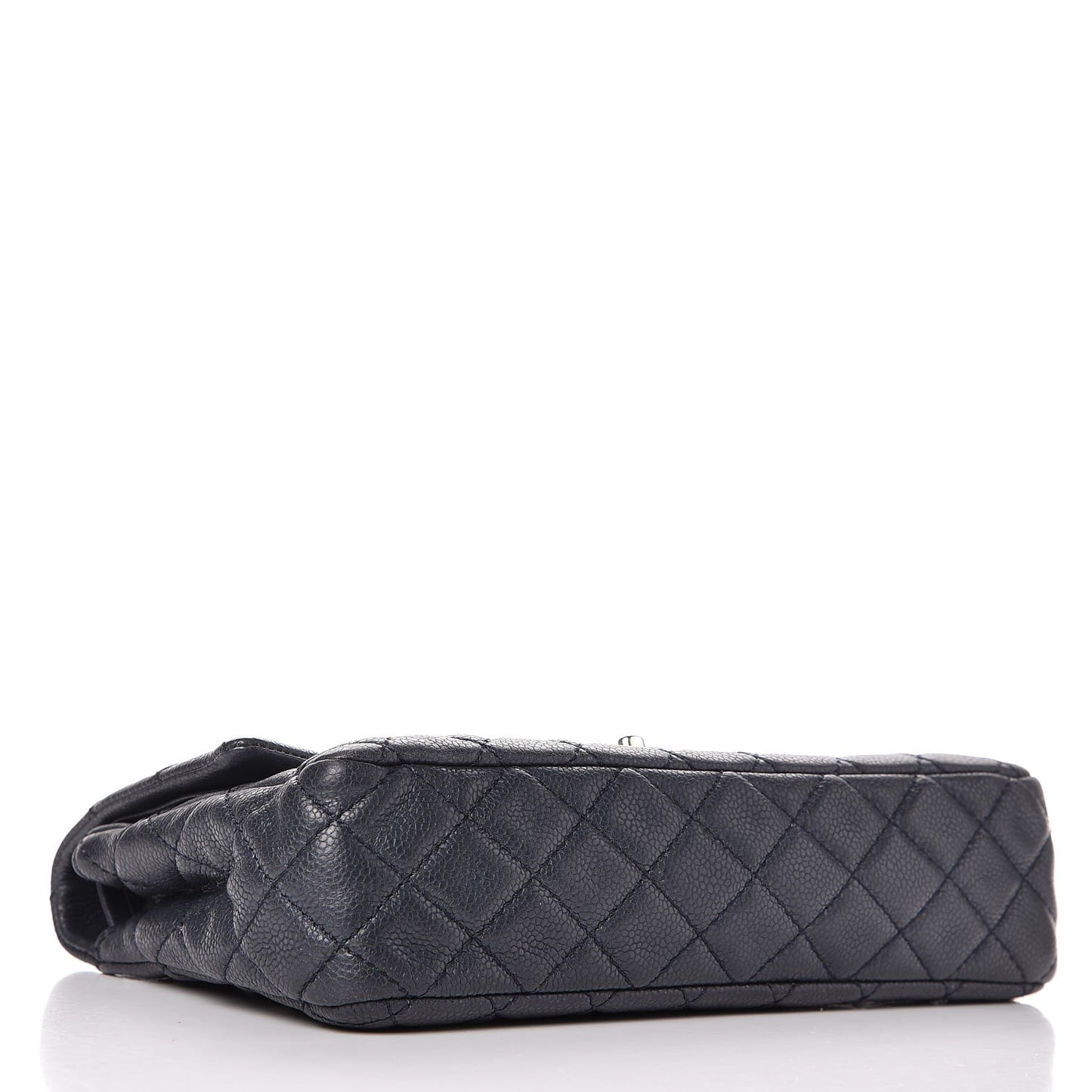 Washed Caviar Quilted Medium Double Flap Dark Blue