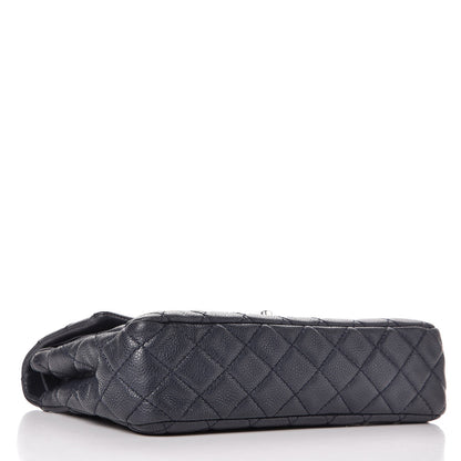 Chanel Washed Caviar Quilted Medium Double Flap Dark Blue 4 of 12