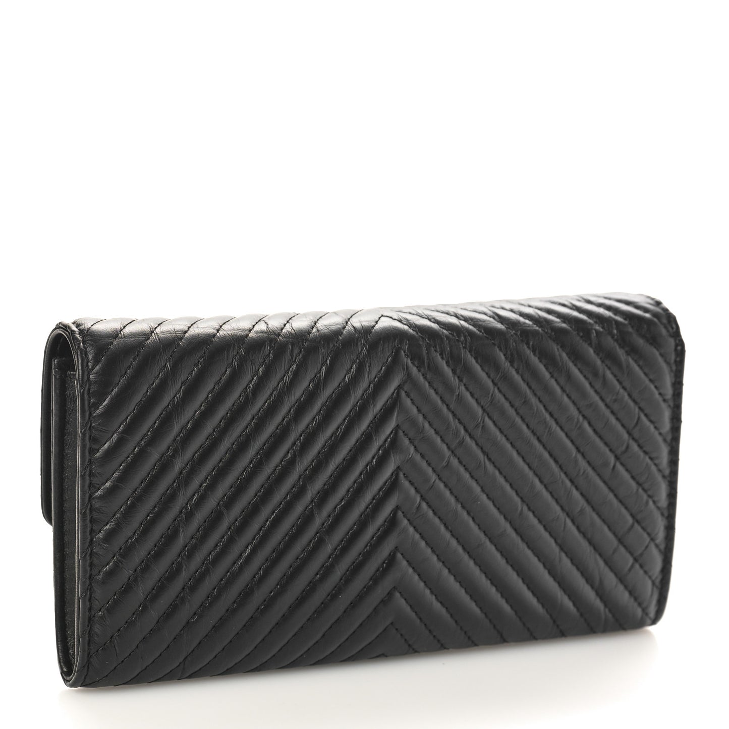 Aged Calfskin Quilted Large Reissue Gusset Flap Wallet So Black