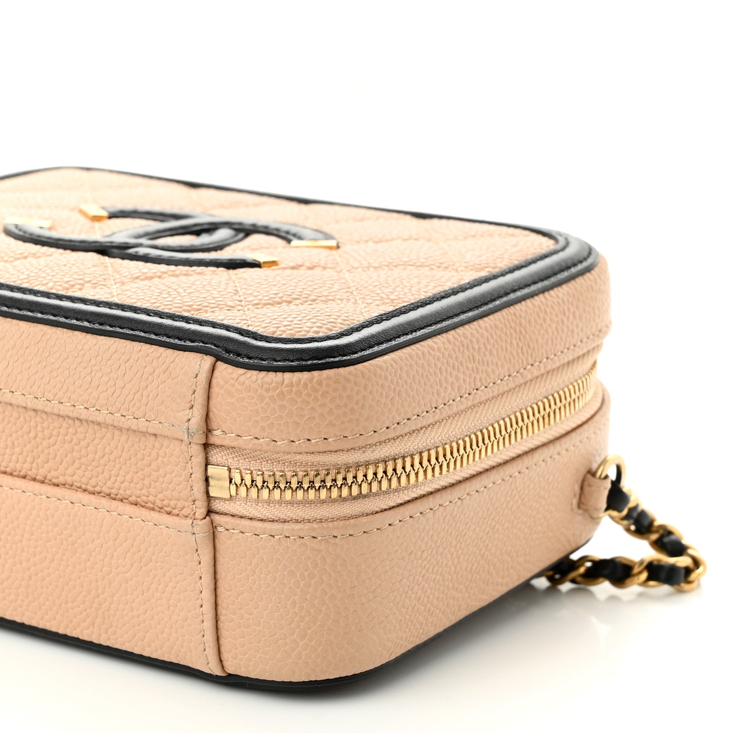 Chanel Caviar Quilted Small CC Filigree Vanity Case Beige Black 10 of 10