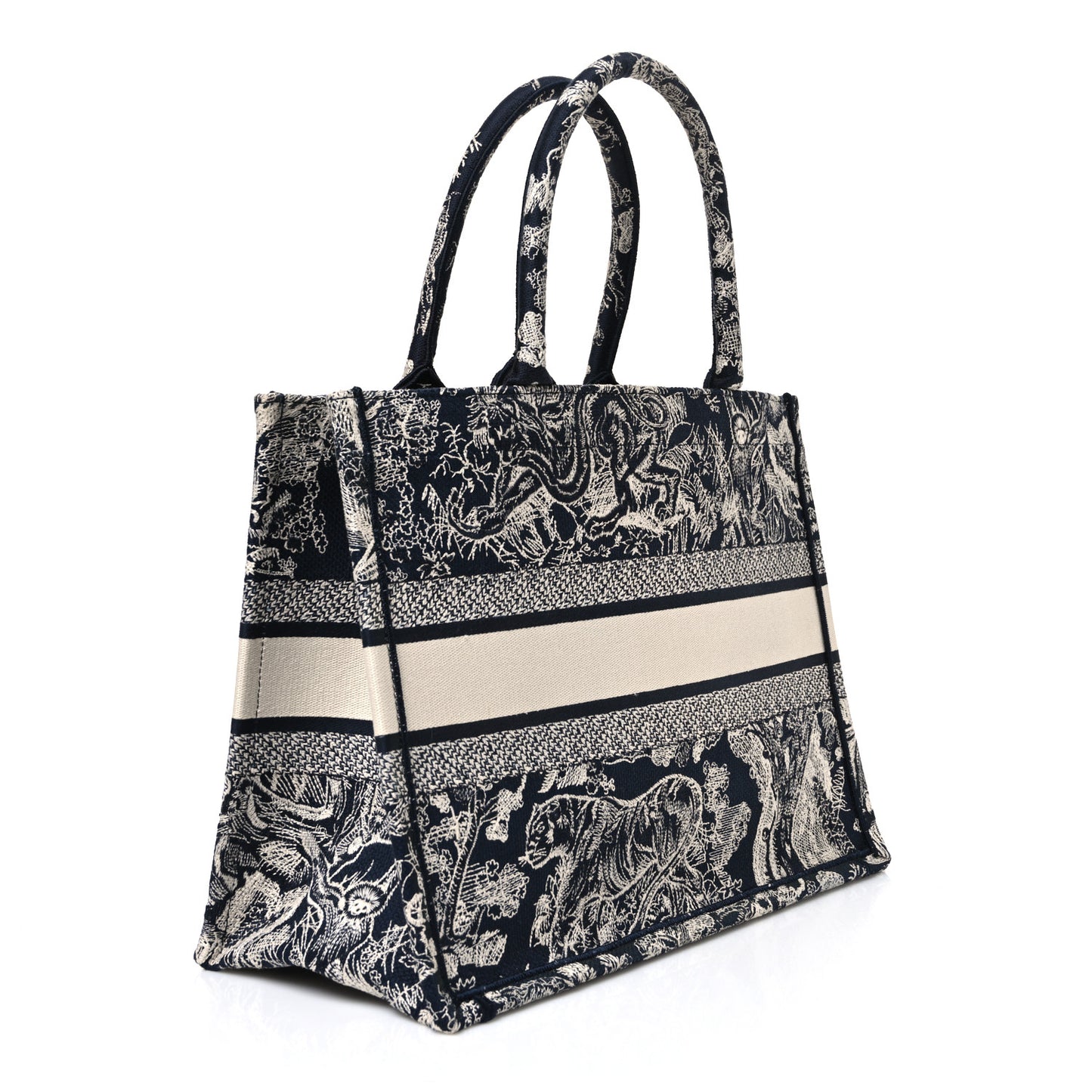 Canvas Embroidered Medium Dioriviera Toile De Jouy Reverse Book Tote Blue