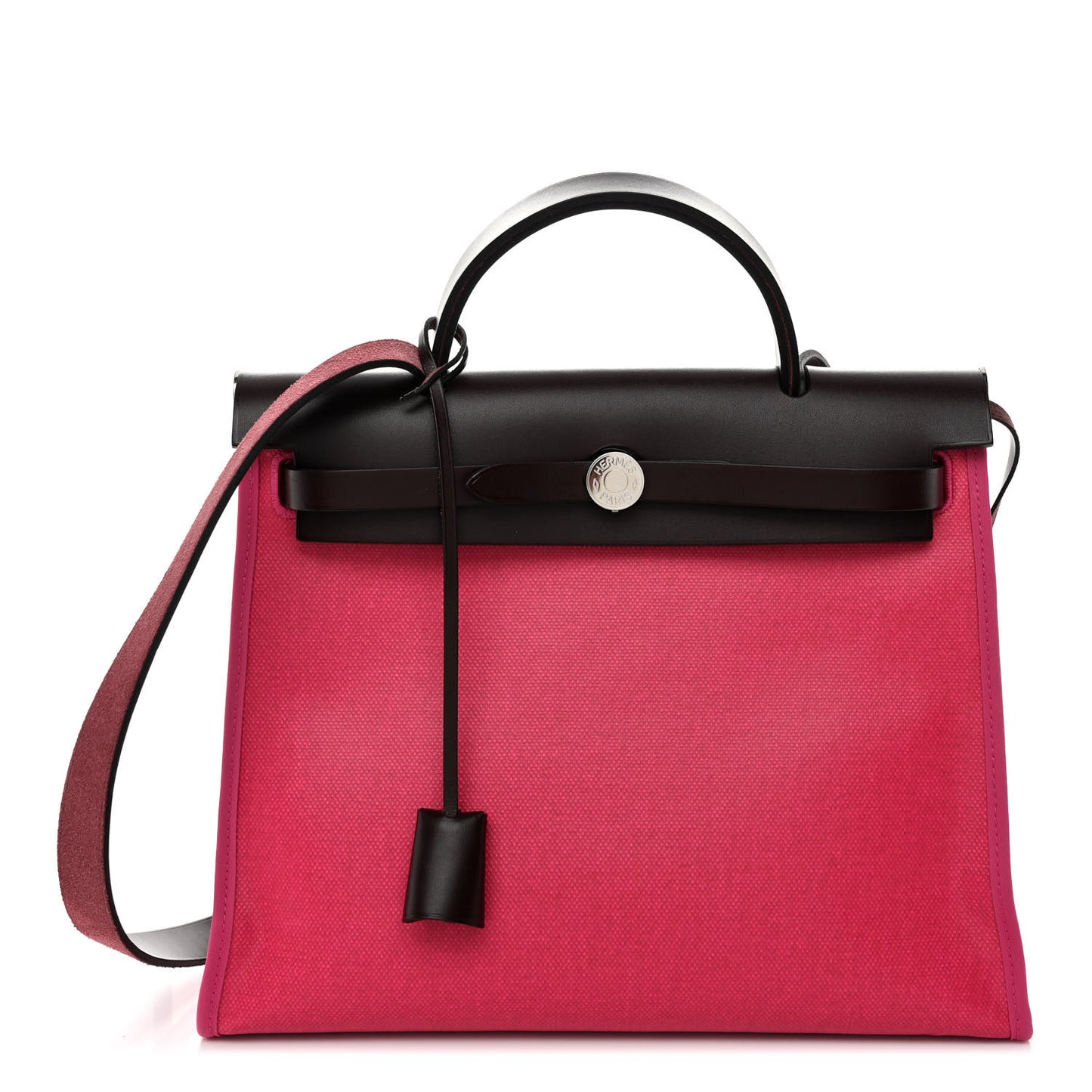 Toile H Berline Vache Hunter Herbag Zip 31 PM Rouge Sellier Rose Shocking