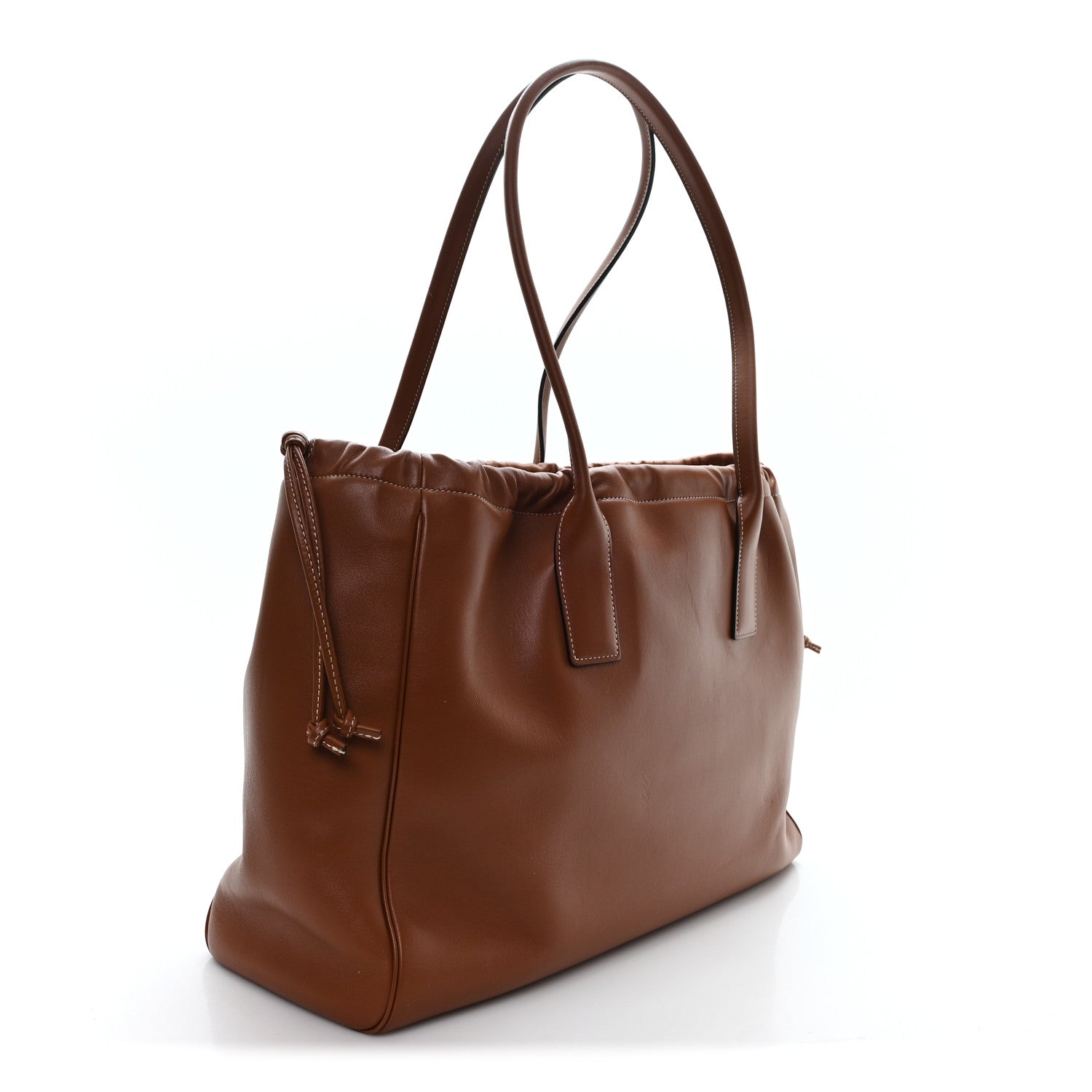 Celine Smooth Calfskin Cuir Triomphe Cabas Drawstring Tan 3 of 9