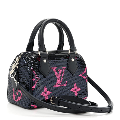 Louis Vuitton Giant Monogram Sequins Speedy Bandouliere 18 Navy Fuchsia 3 of 8