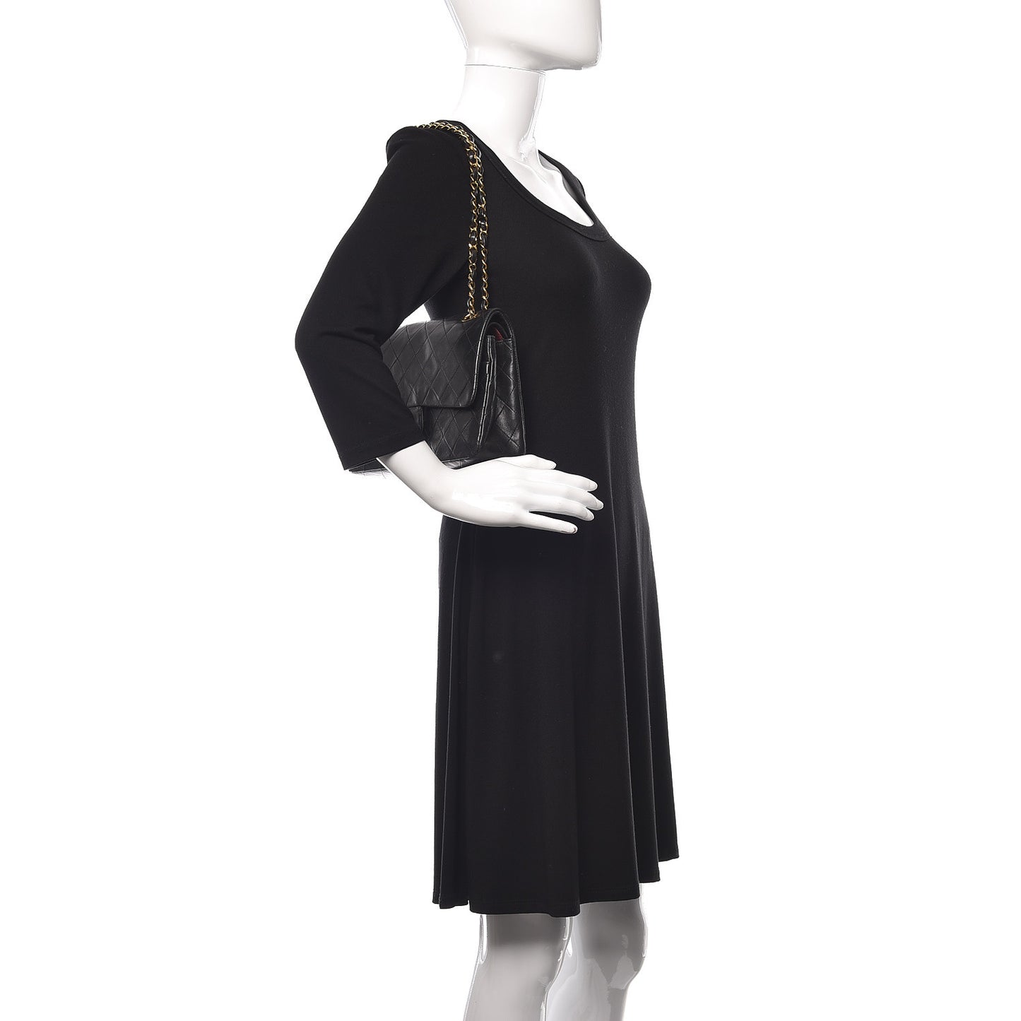 Lambskin Quilted Medium Double Flap Black