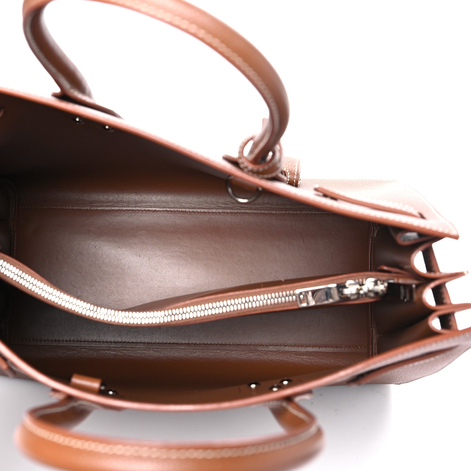 Saint Laurent Grained Calfskin Topstitch Small Sac De Jour Cognac 5 of 11
