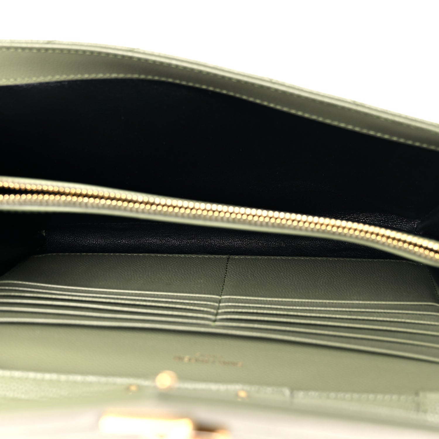 Saint Laurent Grain De Poudre Matelasse Chevron Monogram Chain Wallet Pistachio 5 of 9