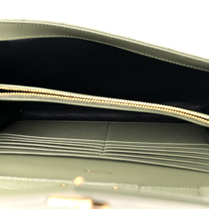 Saint Laurent Grain De Poudre Matelasse Chevron Monogram Chain Wallet Pistachio 5 of 9