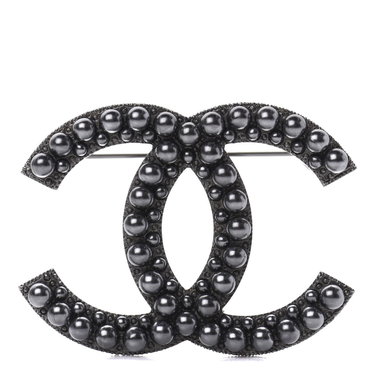 Chanel Ruthenium Pearl CC Brooch Dark Grey 1 of 5