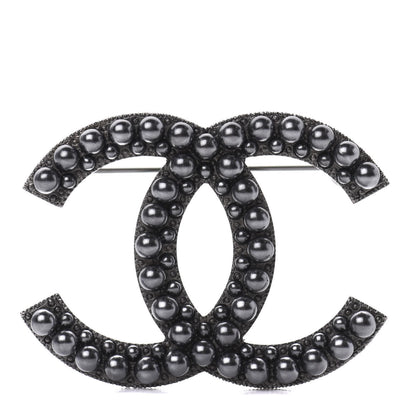 Chanel Ruthenium Pearl CC Brooch Dark Grey 1 of 5