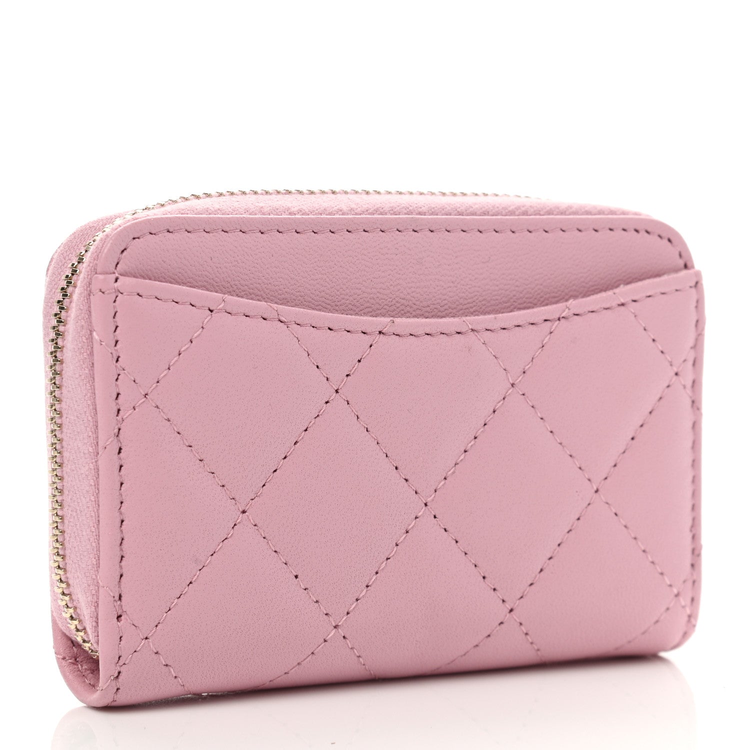 Chanel Iridescent Calfskin Quilted Zip Coin Purse Wallet Light Pink 3 of 8