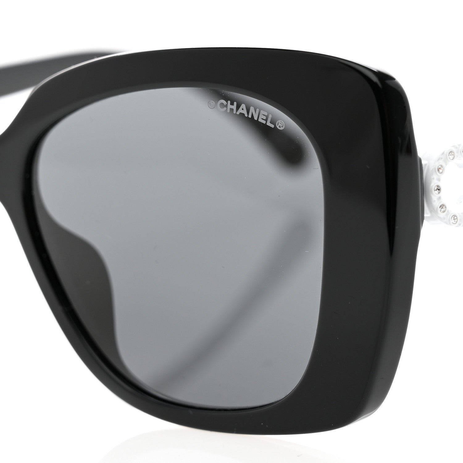 Chanel Acetate Strass Square Sunglasses 5422-B-A Black White 7 of 8