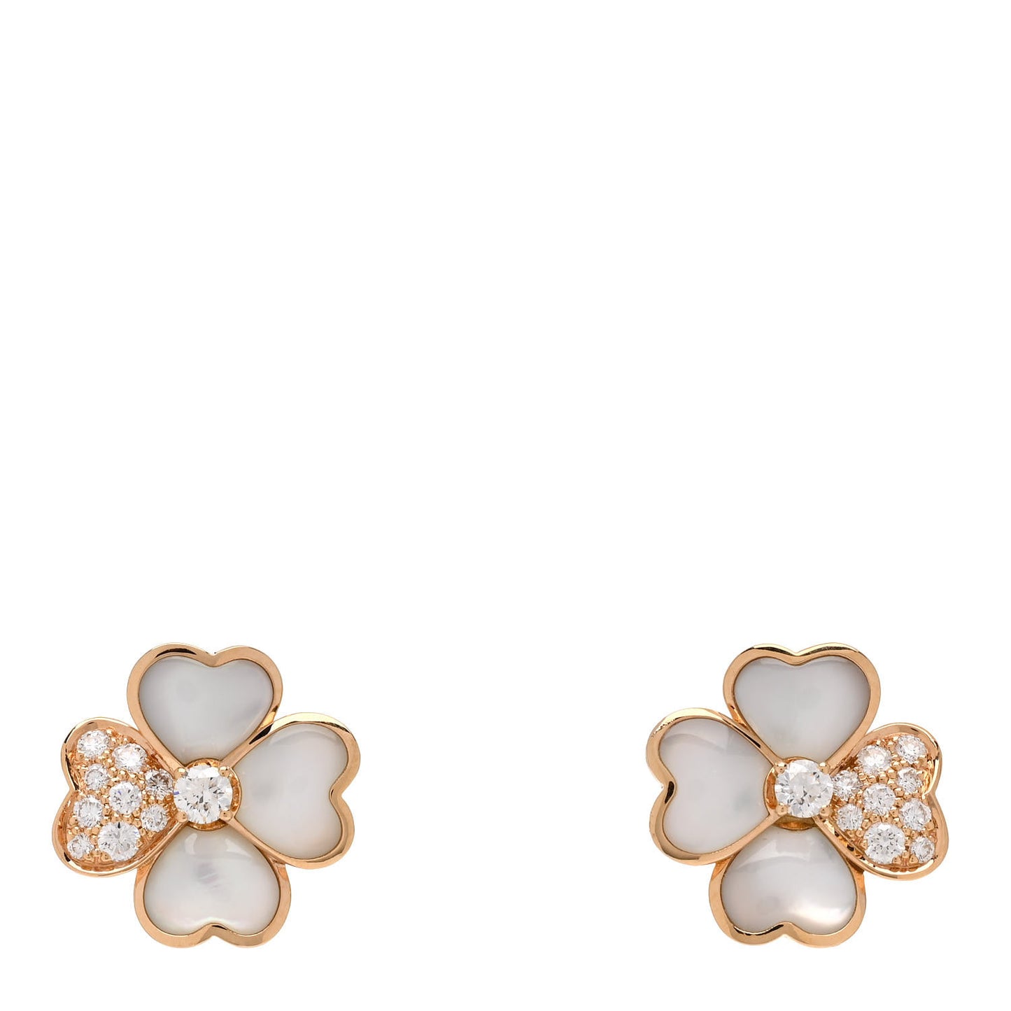 18K Rose Gold Diamond Mother of Pearl Small Cosmos Earrings