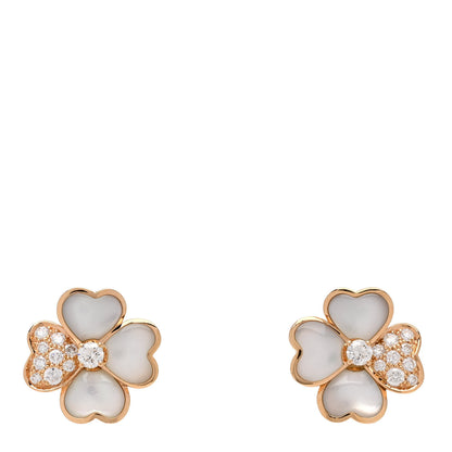 Van Cleef & Arpels 18K Rose Gold Diamond Mother of Pearl Small Cosmos Earrings 1 of 5