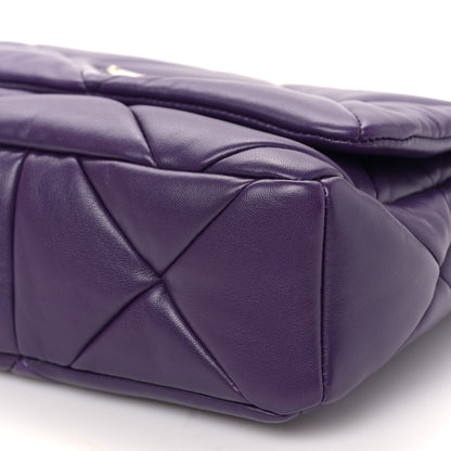 Prada Nappa Re-Nylon Triangle Quilted Patchwork System Flap Shoulder Bag Viola 9 of 9