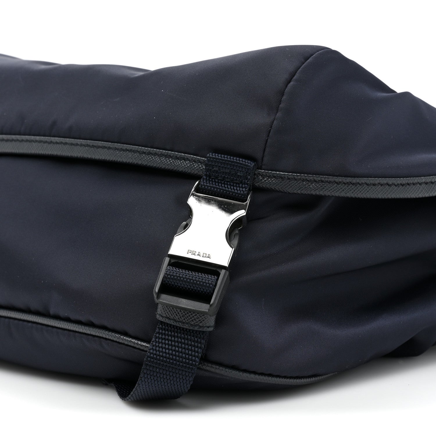Prada Re-Nylon Saffiano Double Snap Buckle Zip Flap Shoulder Bag Bleu 9 of 12