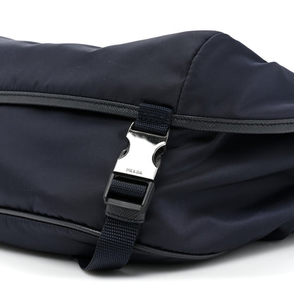 Prada Re-Nylon Saffiano Double Snap Buckle Zip Flap Shoulder Bag Bleu 9 of 12