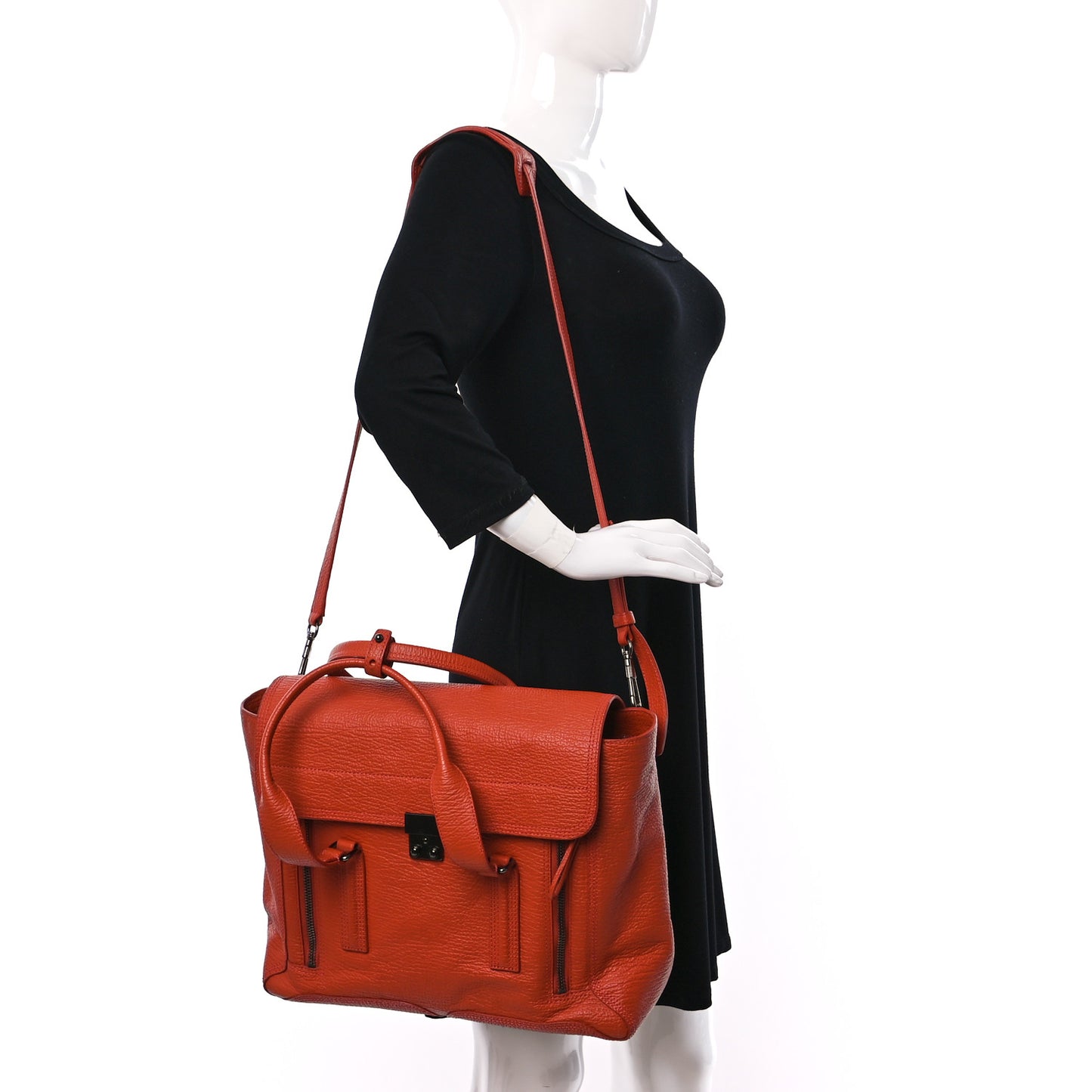 Textured Calfskin Large Pashli Satchel Orange