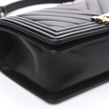 Chanel Lambskin Chevron Quilted Medium Boy Flap Black 9 of 12