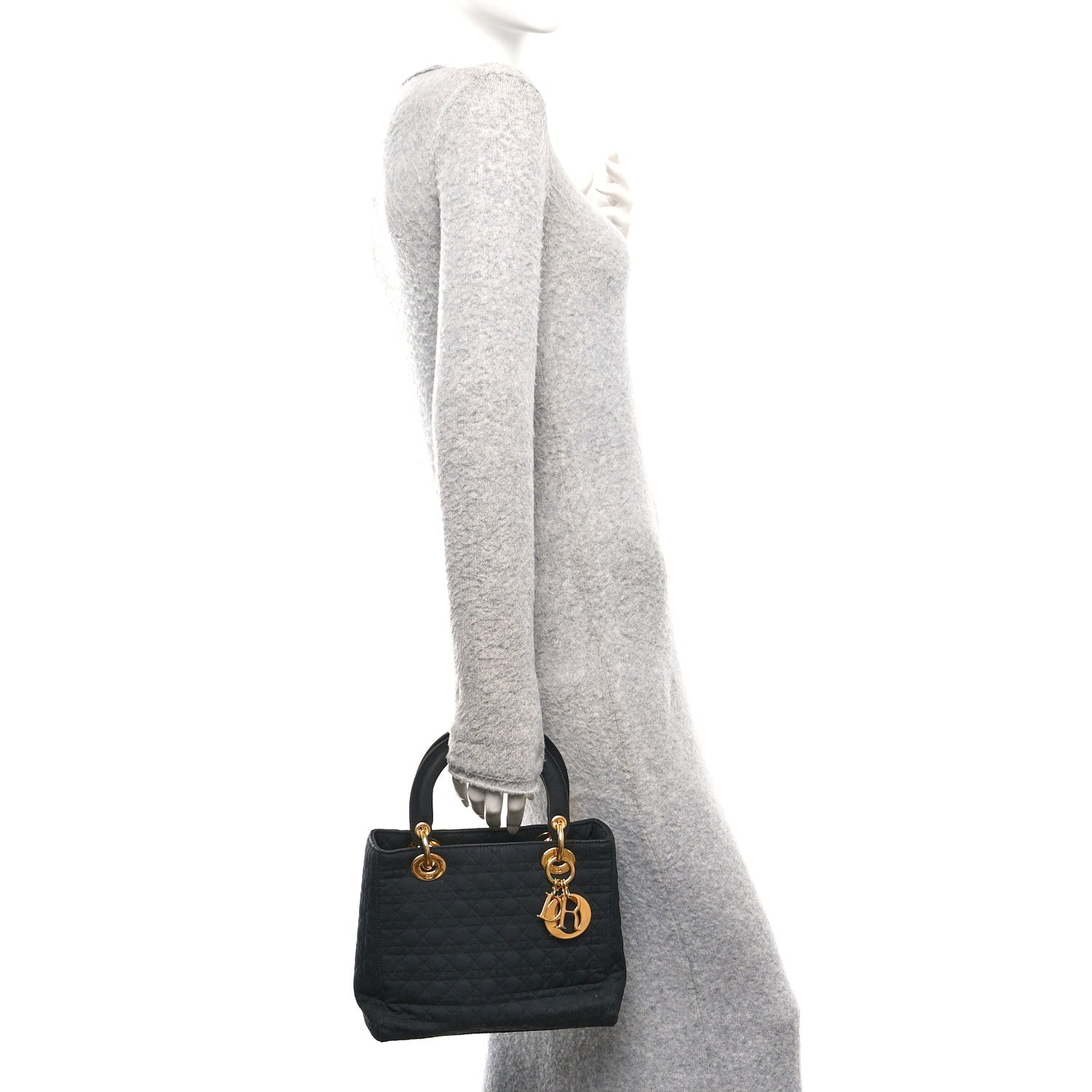 Christian Dior Nylon Cannage Medium Lady Dior Black 2 of 10