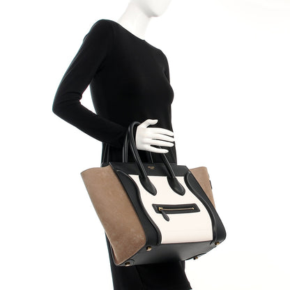 Celine Bullhide Calfskin Suede Mini Tri-Color Luggage White 2 of 8