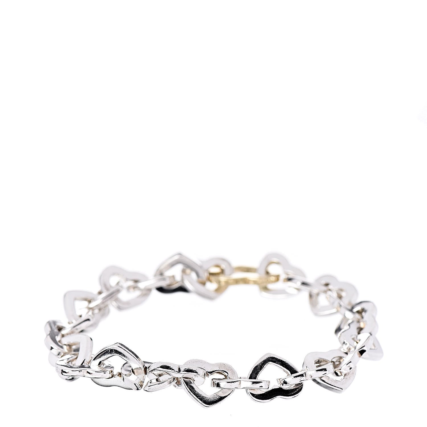 Tiffany Sterling Silver 18K Yellow Gold Heart Links Bracelet 3 of 6