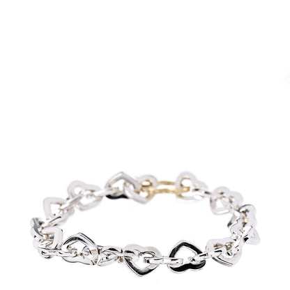 Tiffany Sterling Silver 18K Yellow Gold Heart Links Bracelet 3 of 6