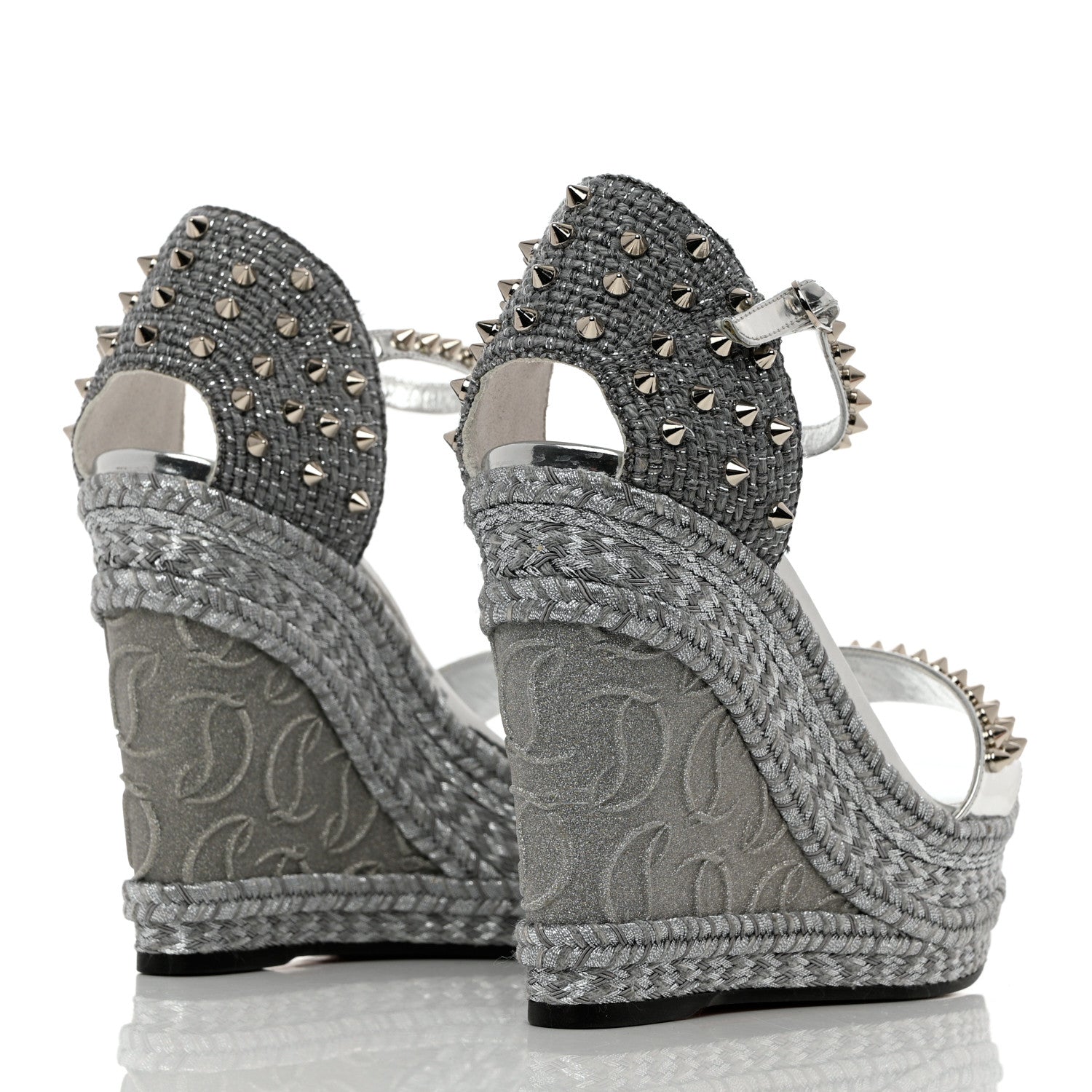 Christian Louboutin Calfskin Madmonica 120 Wedge Sandals 39 Silver 4 of 13