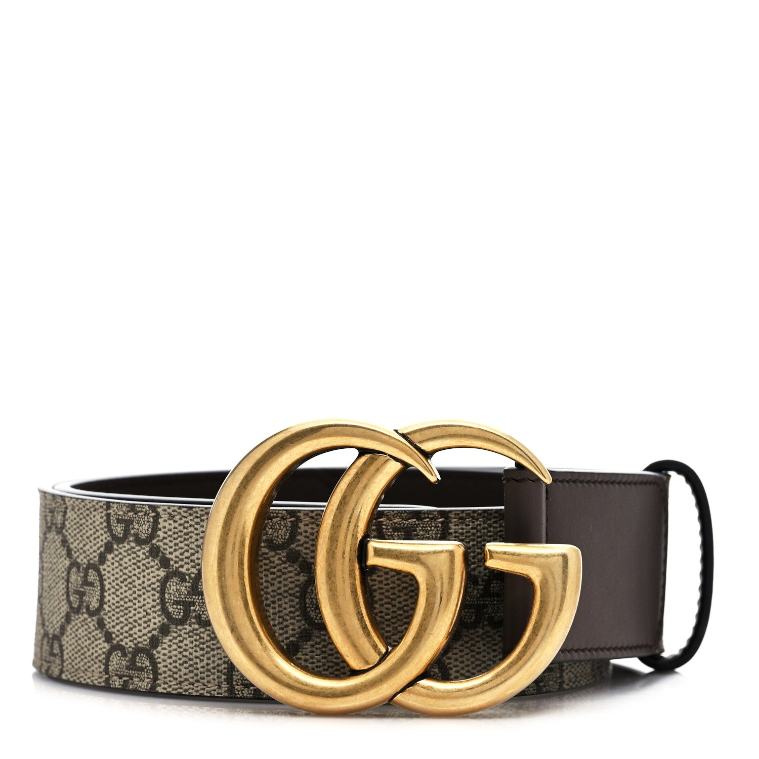Gucci GG Supreme Monogram Matte Plutone Calfskin Double G 40mm Belt 70 28 Beige Ebony New Acero 1 of 4