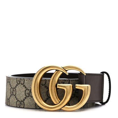 Gucci GG Supreme Monogram Matte Plutone Calfskin Double G 40mm Belt 70 28 Beige Ebony New Acero 1 of 4