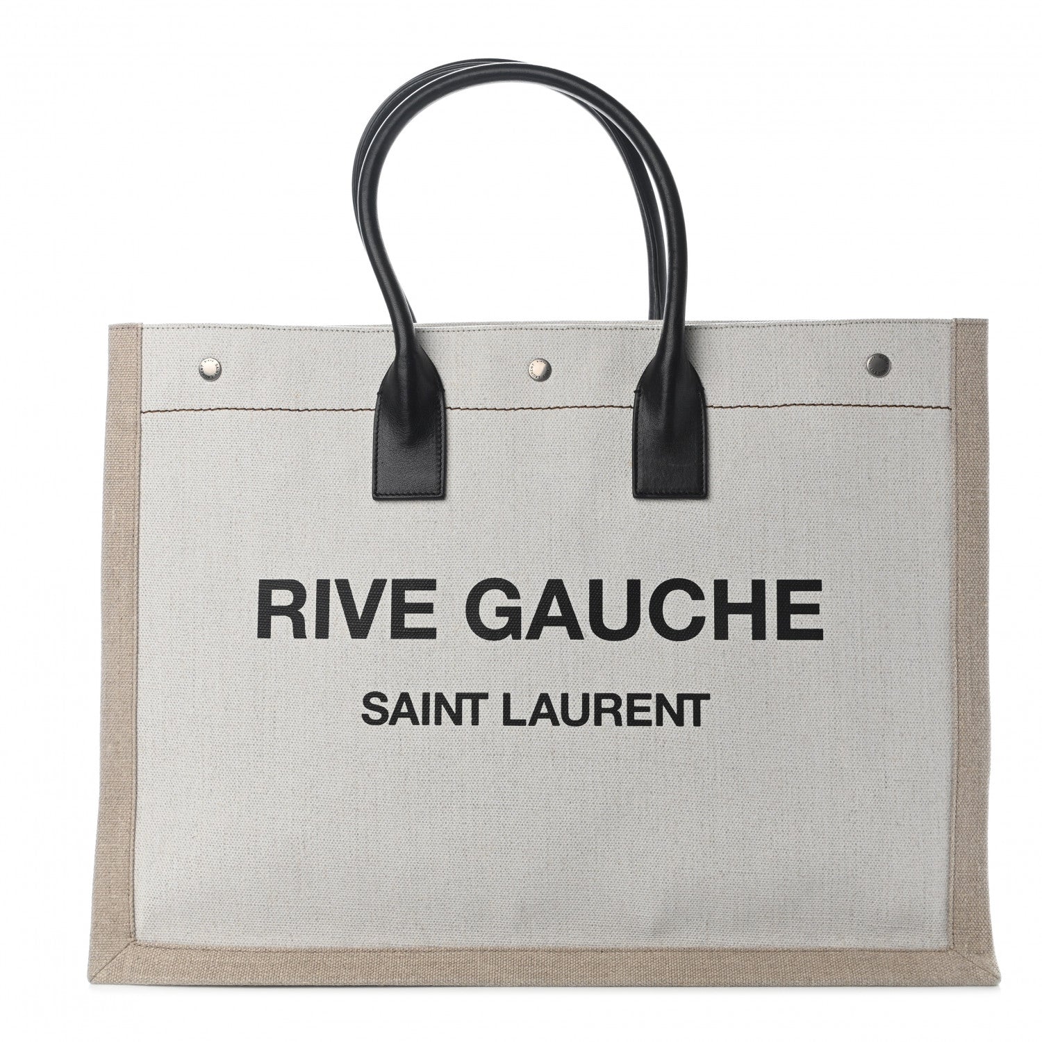 Saint Laurent Linen Calfskin Rive Gauche Tote Optic White 1 of 8