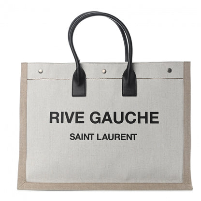 Saint Laurent Linen Calfskin Rive Gauche Tote Optic White 1 of 8