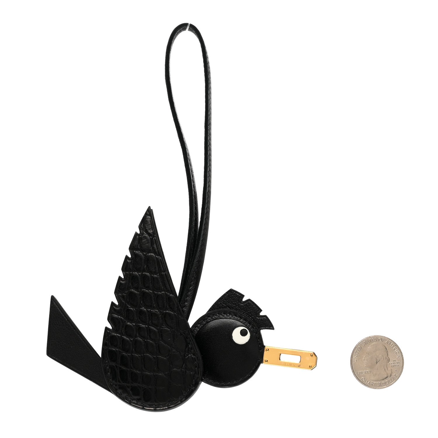 Hermes Swift Alligator Birdy Bag Charm Black 2 of 4