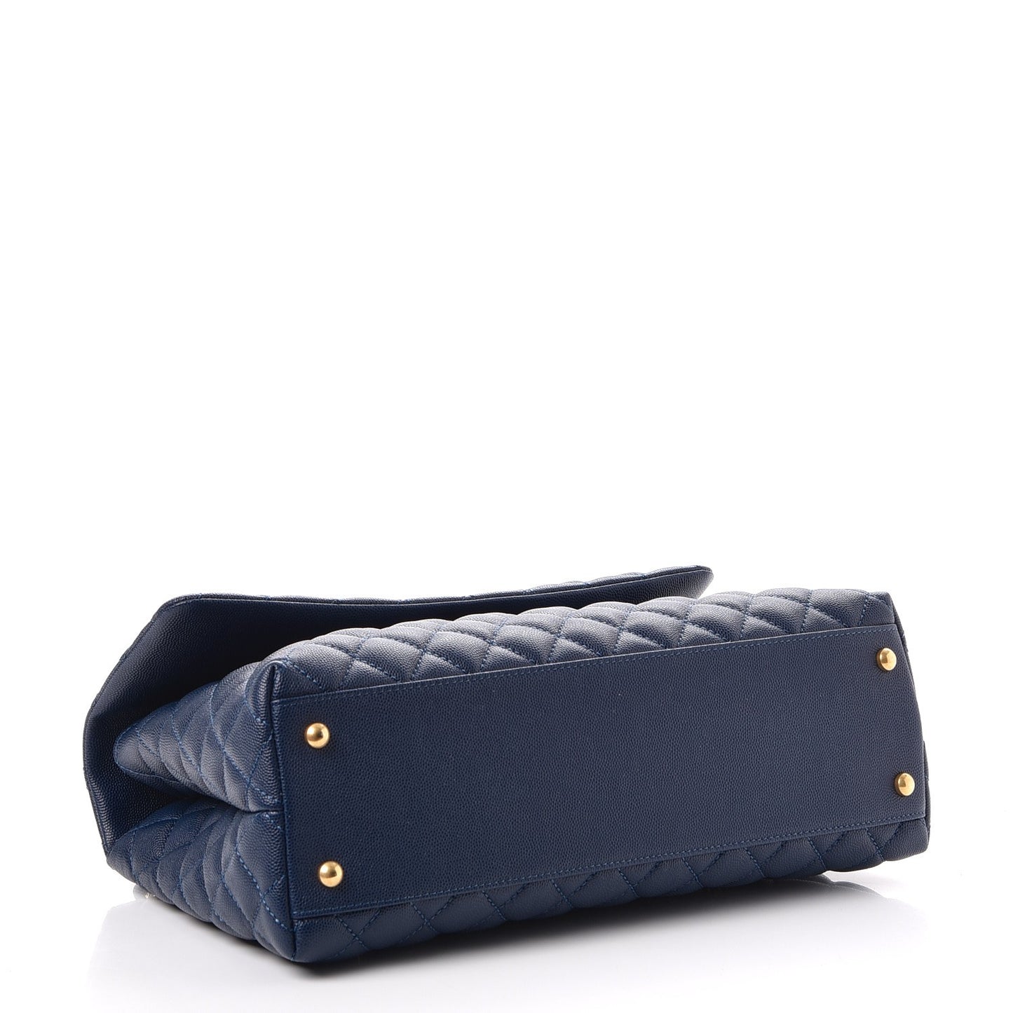 Caviar Lizard Quilted Medium Coco Handle Flap Navy