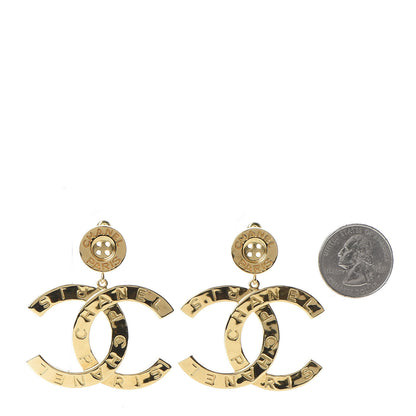 Chanel Metal Large Paris Button Earrings Gold 2 of 5