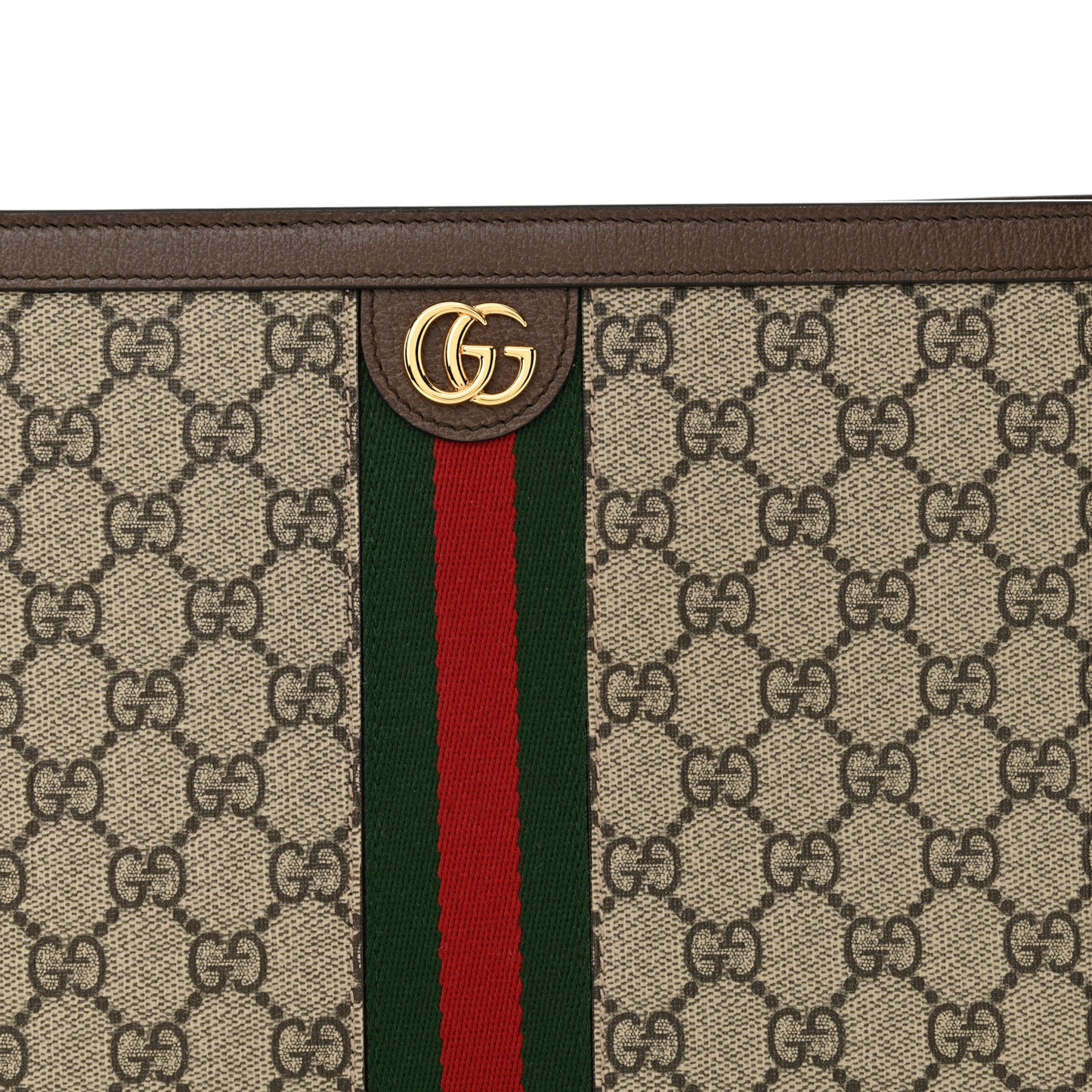 GG Supreme Monogram Web Ophidia Pouch Brown