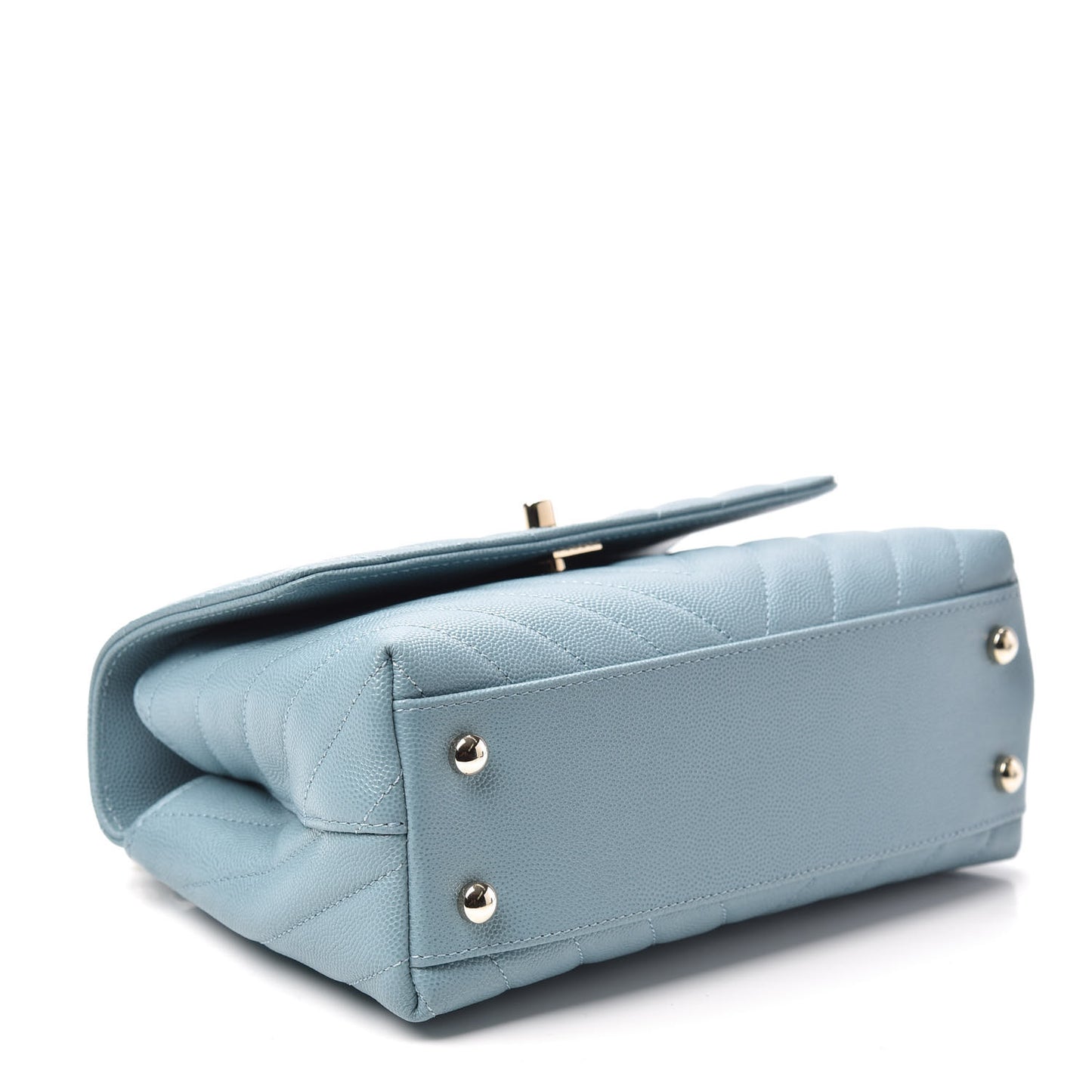 Caviar Chevron Quilted Mini Coco Handle Flap Sky Blue