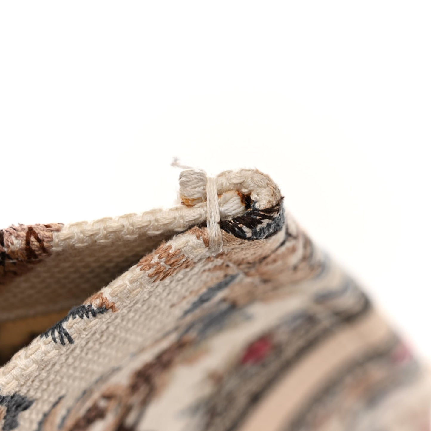 Canvas Embroidered Large Jardin D'Hiver Book Tote Latte Multicolor