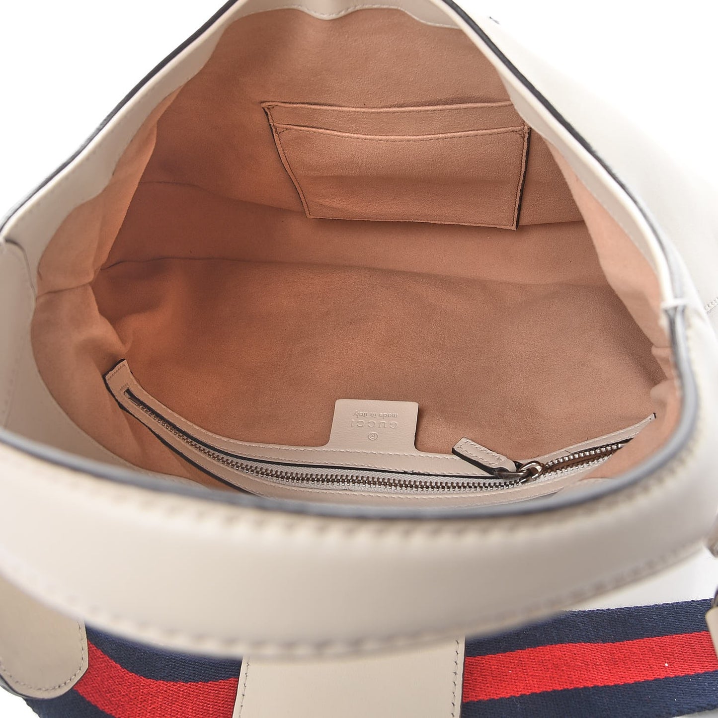 Calfskin Web Stripe Small Dionysus Hobo White
