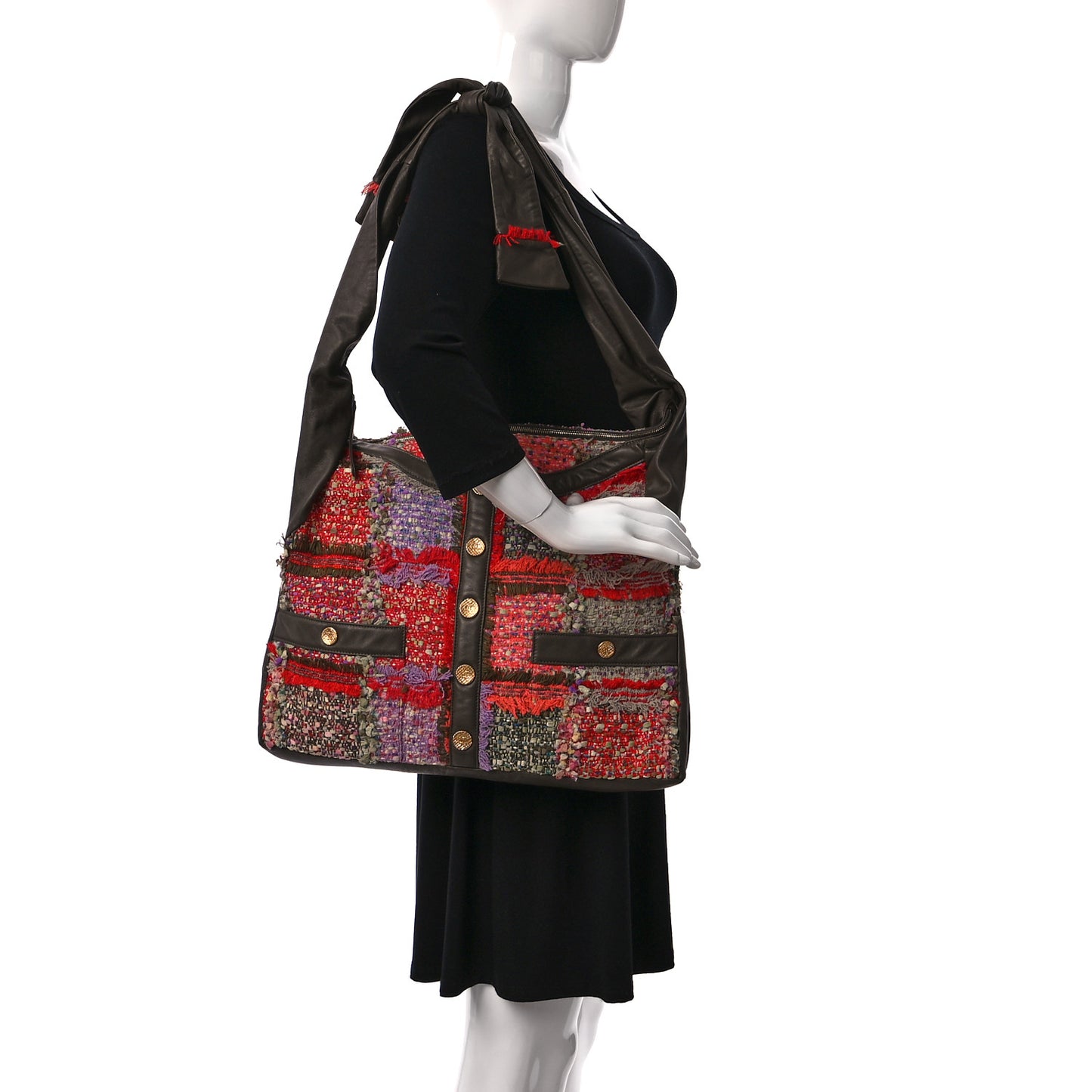 Tweed Lambskin Large Girl Bag Multicolor Brown