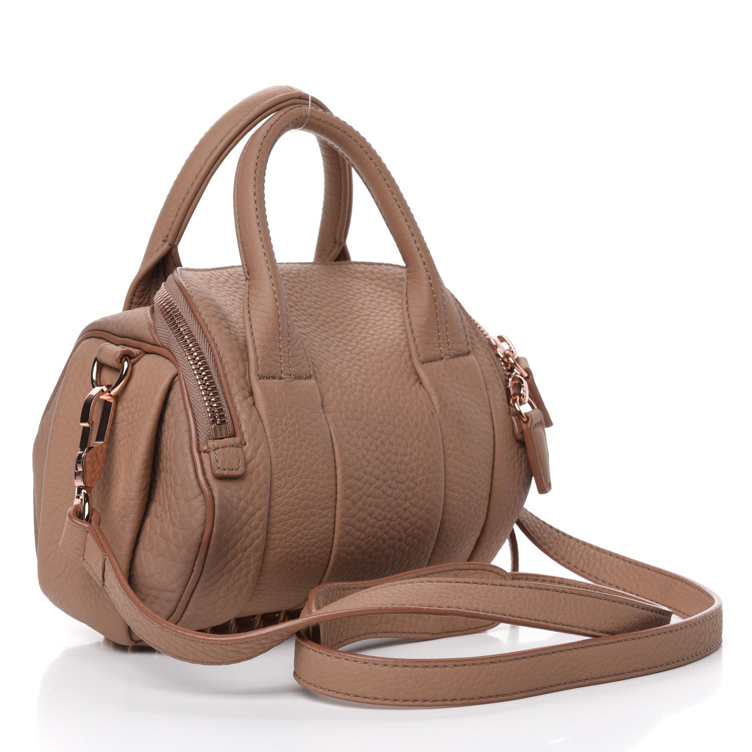 Alexander Wang Pebbled Lambskin Mini Rockie Latte Rose Gold Hardware 3 of 13
