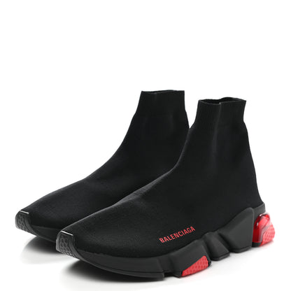 Balenciaga Neoprene Knit Mens Speed Clear Sole Sneakers 43 Black Red 3 of 8