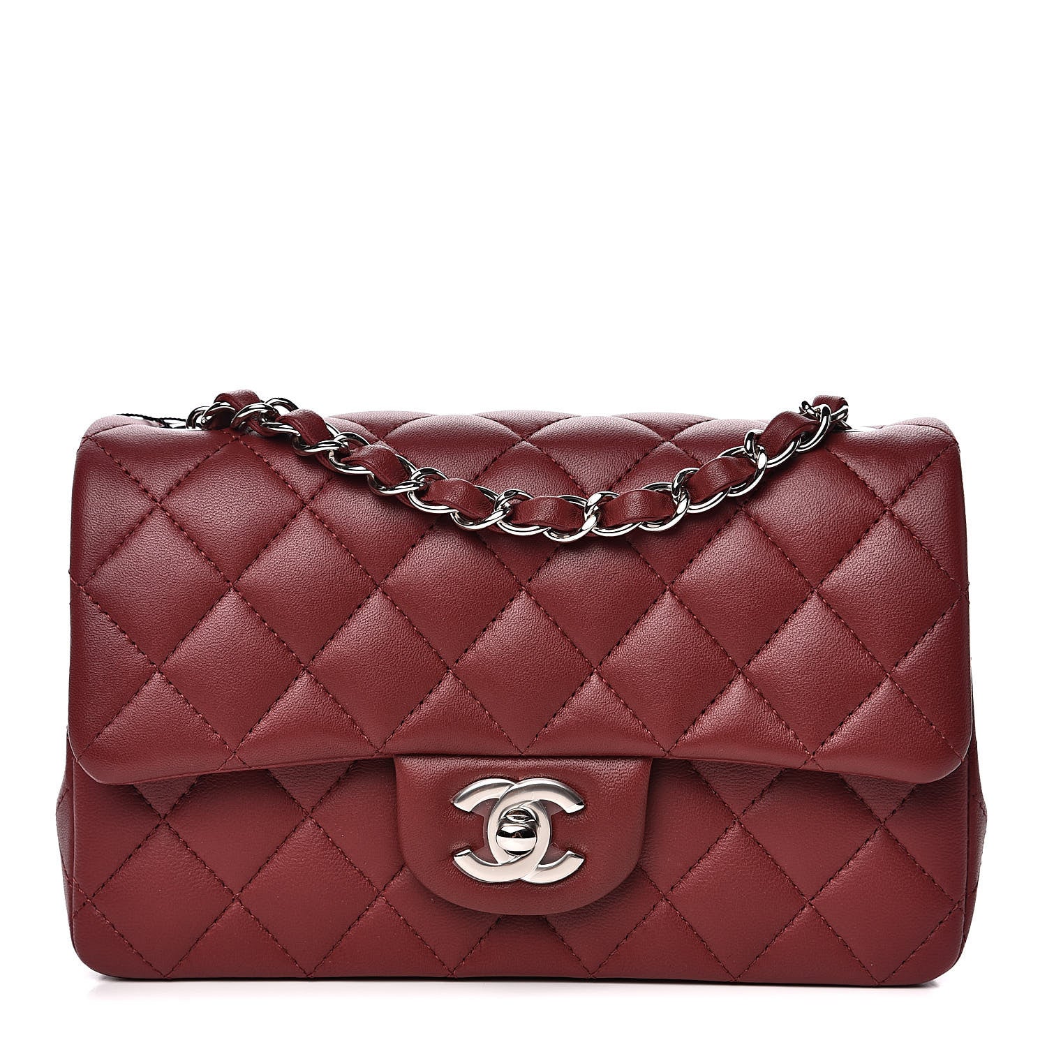 Chanel Lambskin Quilted Mini Rectangular Flap Burgundy 1 of 11