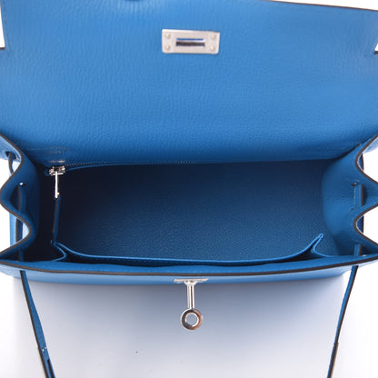 Hermes Chevre Chandra Kelly Sellier 25 Bleu Zanzibar 7 of 41