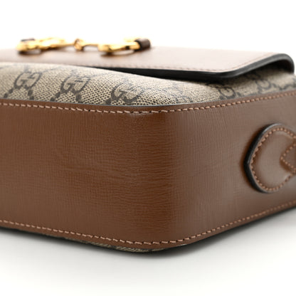 Gucci GG Supreme Monogram Small Horsebit 1955 Shoulder Bag Beige Brown Sugar 10 of 14