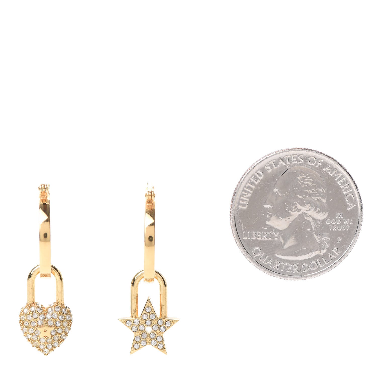 Christian Dior Crystal Lucky Locket Earrings Gold 2 of 5