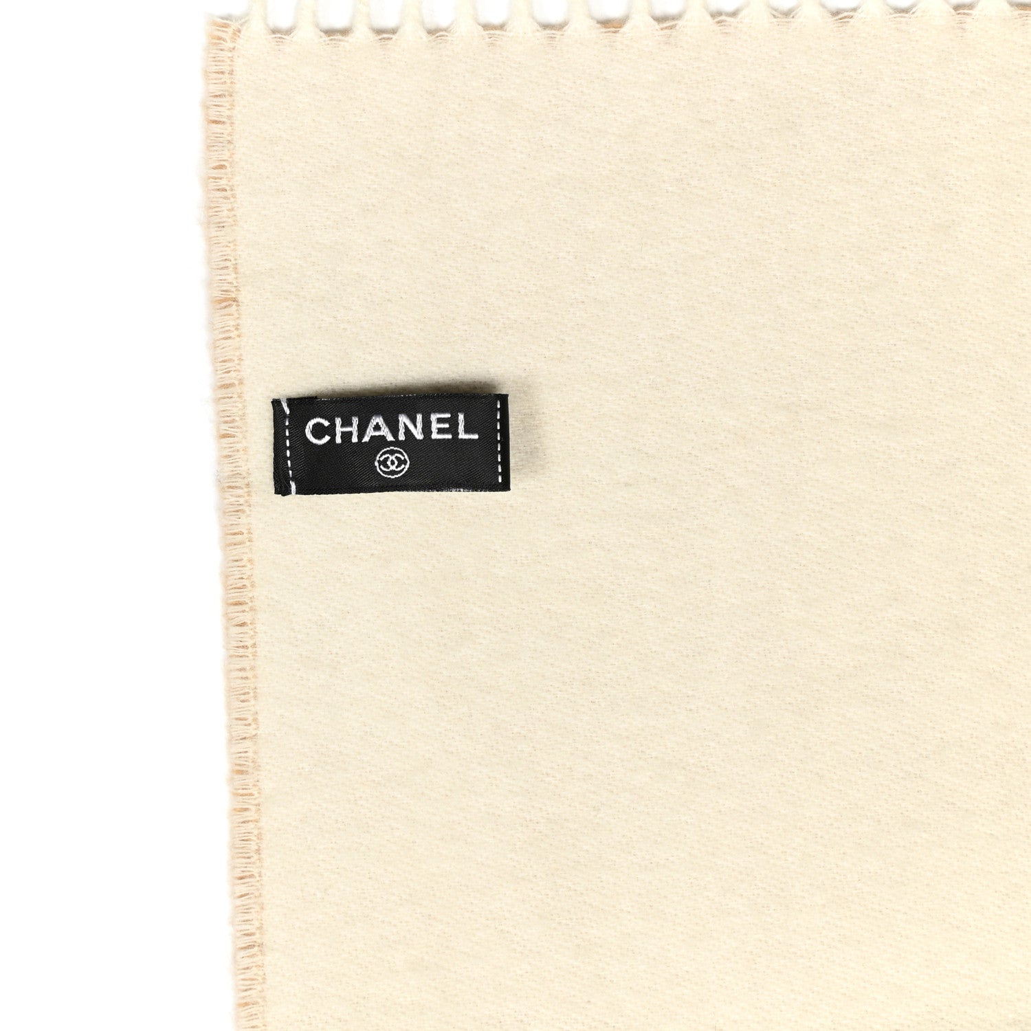 Chanel Cashmere Wool Ombre CC Fringe Stole Beige Pink White 3 of 3