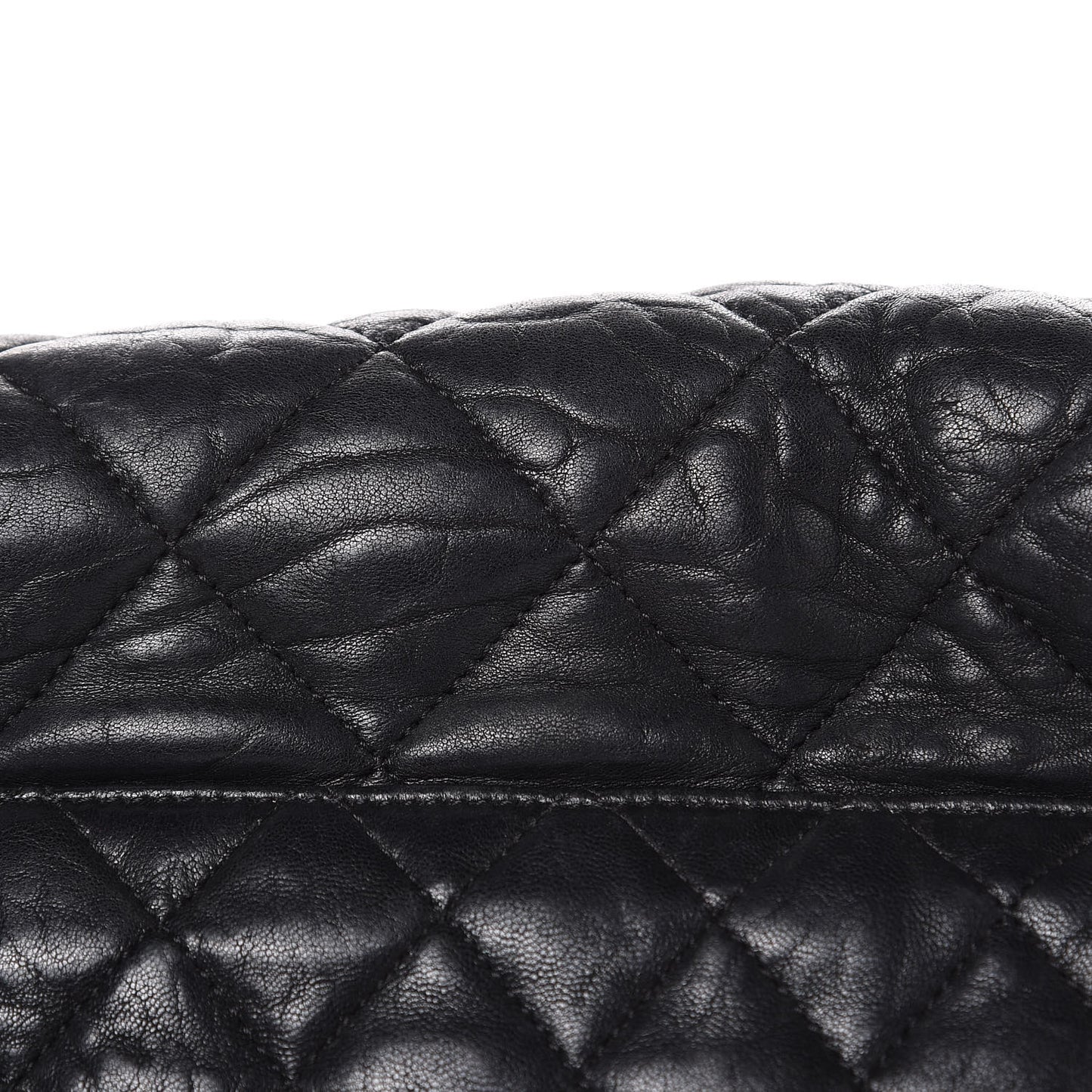 Washed Lambskin Quilted Maxi Chain Around Flap Black