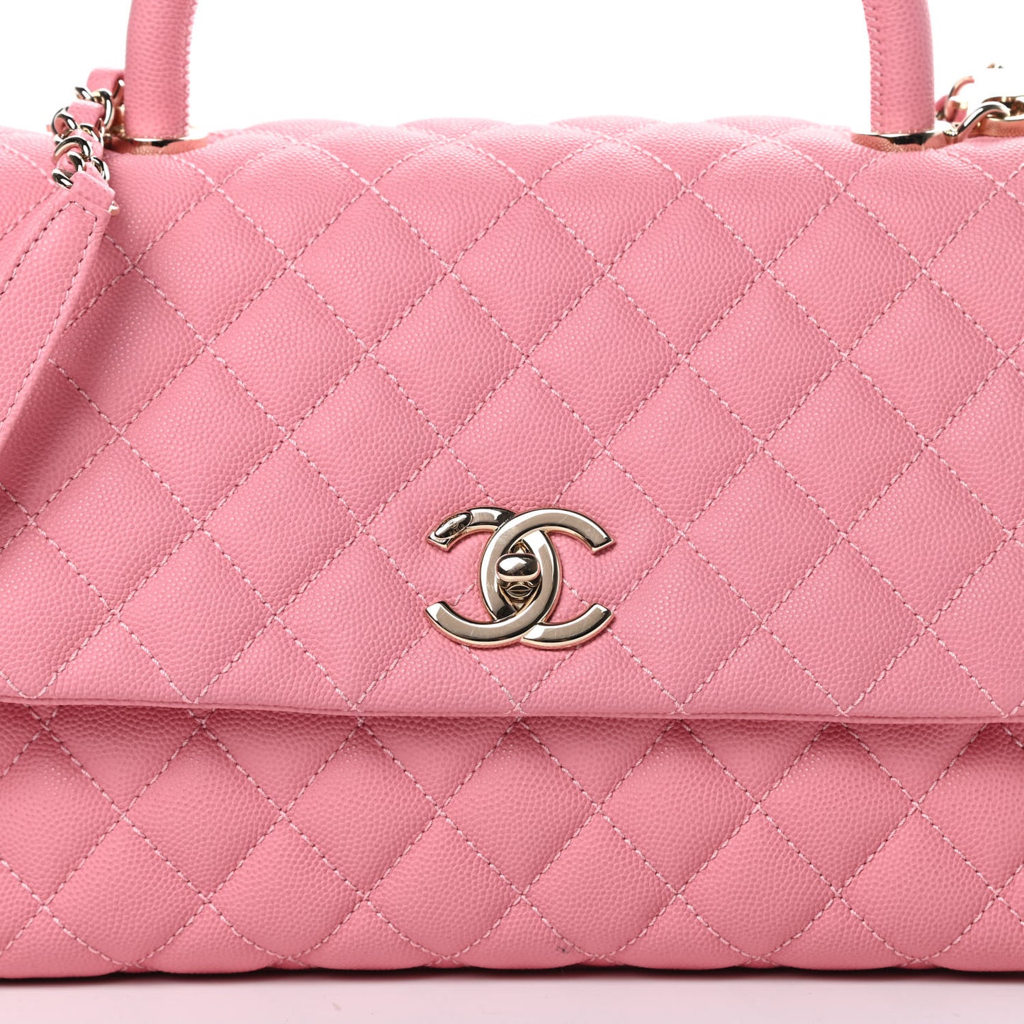 Caviar Quilted Small Coco Handle Flap Pink